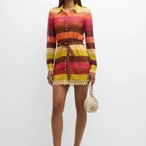 Le Superbe Maud-est Striped Lace Mini Shirtdress